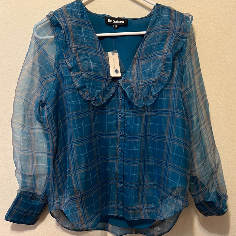 Anthropologie sheer arm blouse